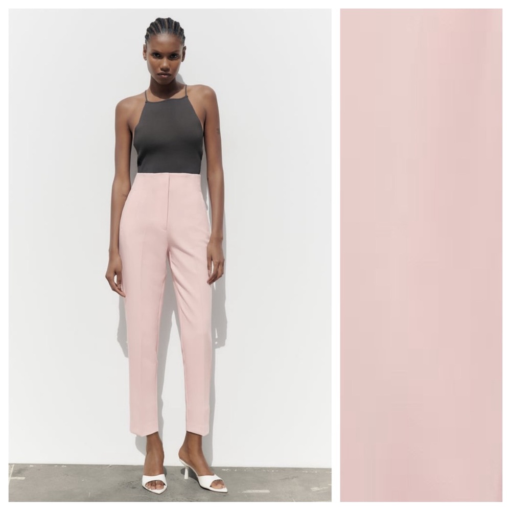 NWT. Zara Dusty Pink High-Waist Trousers. Size S, M.